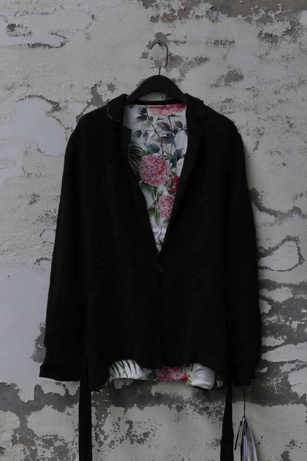 Geoffrey B. Small short belt casual kimono jacket CVJ05 black 1